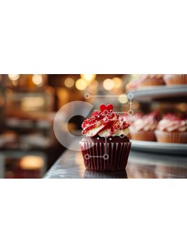 Σετ των 2 Intra Συλλεκτικό Ξύλινο Παζλ Plywood  4mm - Λαχταριστό Cupcake με κόκκινο παγωμένο και πασπάλισμα σε σχήμα καρδιάς Σε Ξύλινο Κουτί - Διαστάσεις: 10x10 cm – 25 κομμάτια