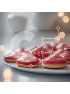 Σετ των 2 Intra Συλλεκτικό Ξύλινο Παζλ Plywood  4mm - Μπισκότα σε σχήμα καρδιάς με κόκκινο γλάσο σε λευκό πιάτο Σε Ξύλινο Κουτί - Διαστάσεις: 10x10 cm – 25 κομμάτια