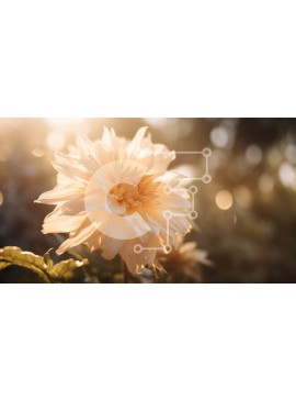 Intra Συλλεκτικό Ξύλινο Παζλ Plywood  4mm - Μεγάλο λευκό λουλούδι στο ηλιοβασίλεμα Σε Ξύλινο Κουτί - Διαστάσεις: 10x10 cm – 25 κομμάτια