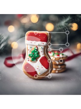 Σετ των 2 Intra Συλλεκτικό Ξύλινο Παζλ Plywood  4mm - Μπισκότο μελόψωμο με διακοσμημένη κάλτσα διακόσμηση Σε Ξύλινο Κουτί - Διαστάσεις: 10x10 cm – 25 κομμάτια