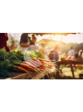 Σετ των 2 Intra Συλλεκτικό Ξύλινο Παζλ Plywood  4mm - Φρέσκα καρότα σε μια υπαίθρια αγορά Σε Ξύλινο Κουτί - Διαστάσεις: 10x10 cm – 25 κομμάτια