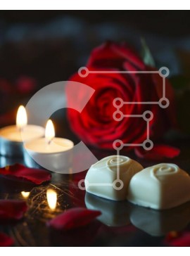 Intra Συλλεκτικό Ξύλινο Παζλ Plywood  4mm - Ρομαντικό κόκκινο τριαντάφυλλο και κεριά με ζαχαρωτά λευκής σοκολάτας Σε Ξύλινο Κουτί - Διαστάσεις Puzzle: 10x10 cm – 25 κομμάτια