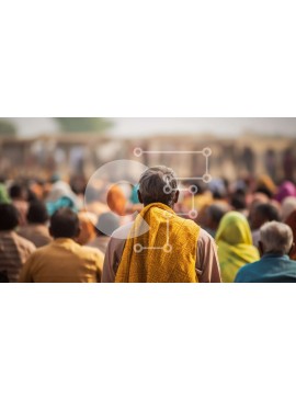 Intra Συλλεκτικό Ξύλινο Παζλ Plywood  4mm - Μεγάλο πλήθος ανθρώπων που στέκεται σε εξωτερικούς χώρους Σε Ξύλινο Κουτί - Διαστάσεις Puzzle: 10x10 cm – 25 κομμάτια