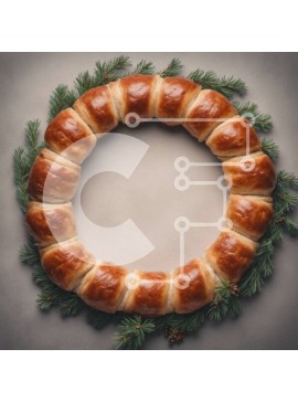 Intra Συλλεκτικό Ξύλινο Παζλ Plywood  4mm - Κυκλικό στεφάνι κρουασάν για ειδικές περιστάσεις Σε Ξύλινο Κουτί - Διαστάσεις Puzzle: 10x10 cm – 25 κομμάτια