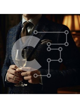 Intra Συλλεκτικό Ξύλινο Παζλ Plywood  4mm - Άνδρας με κοστούμι που κρατά το άδειο ποτήρι κρασιού Σε Ξύλινο Κουτί - Διαστάσεις Puzzle: 10x10 cm – 25 κομμάτια