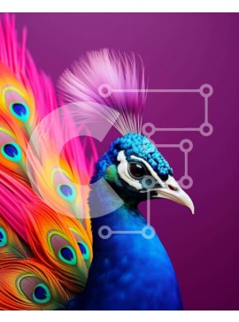 Σετ των 2 Intra Συλλεκτικό Ξύλινο Παζλ Plywood  4mm - Πολύχρωμο παγώνι σε μωβ φόντο Σε Ξύλινο Κουτί - Διαστάσεις: 10x10 cm – 25 κομμάτια