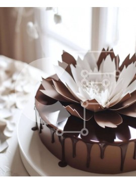 Σετ των 2 Intra Συλλεκτικό Ξύλινο Παζλ Plywood  4mm - Κέικ σοκολάτας με λουλουδάτη διακόσμηση δίπλα στο παράθυρο Σε Ξύλινο Κουτί - Διαστάσεις: 10x10 cm – 25 κομμάτια