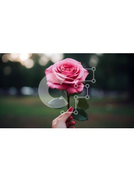 Intra Συλλεκτικό Ξύλινο Παζλ Plywood  4mm - Άτομο που κρατά ένα ροζ τριαντάφυλλο με θολό φόντο Σε Ξύλινο Κουτί - Διαστάσεις: 10x10 cm – 25 κομμάτια