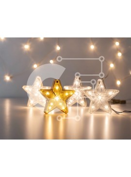 Intra Συλλεκτικό Ξύλινο Παζλ Plywood  4mm - Φώτα σε σχήμα αστεριού σε τραπέζι με φώτα χορδών Σε Ξύλινο Κουτί - Διαστάσεις Puzzle: 10x10 cm – 25 κομμάτια