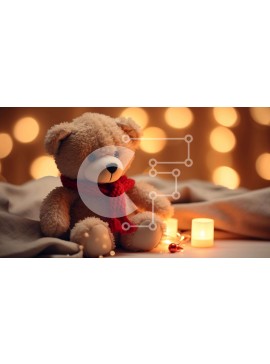 Intra Συλλεκτικό Ξύλινο Παζλ Plywood  4mm - Καφέ αρκουδάκι με κεριά στο τραπέζι Σε Ξύλινο Κουτί - Διαστάσεις Puzzle: 10x10 cm – 25 κομμάτια