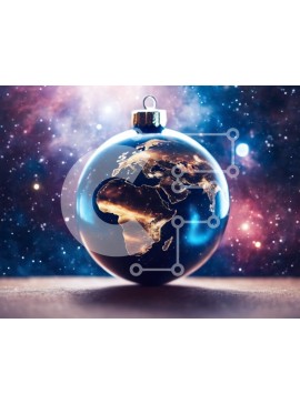 Intra Συλλεκτικό Ξύλινο Παζλ Plywood  4mm - Εμπνευσμένη χριστουγεννιάτικη σφαίρα στολίδι με παγκόσμιο χάρτη Σε Ξύλινο Κουτί - Διαστάσεις Puzzle: 10x10 cm – 25 κομμάτια