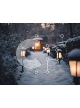 Intra Συλλεκτικό Ξύλινο Παζλ Plywood  4mm - Χιονισμένο μονοπάτι με φωτισμένους φανοστάτες Σε Ξύλινο Κουτί - Διαστάσεις Puzzle: 10x10 cm – 25 κομμάτια