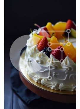 Σετ των 2 Intra Συλλεκτικό Ξύλινο Παζλ Plywood  4mm - Φρούτα διακοσμημένο κέικ με σαντιγί σε ξύλινο πιάτο Σε Ξύλινο Κουτί - Διαστάσεις: 10x10 cm – 25 κομμάτια