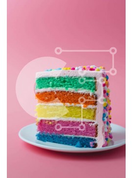 Σετ των 2 Intra Συλλεκτικό Ξύλινο Παζλ Plywood  4mm - Πολύχρωμο κέικ πολλαπλών στρώσεων σε ροζ πιάτο Σε Ξύλινο Κουτί - Διαστάσεις: 10x10 cm – 25 κομμάτια