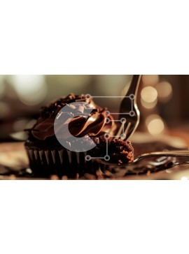 Σετ των 2 Intra Συλλεκτικό Ξύλινο Παζλ Plywood  4mm - Λαχταριστό cupcake σοκολάτας με πιρούνι Σε Ξύλινο Κουτί - Διαστάσεις: 10x10 cm – 25 κομμάτια