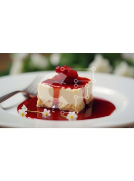 Σετ των 2 Intra Συλλεκτικό Ξύλινο Παζλ Plywood  4mm - Κομψό cheesecake με κόκκινη σάλτσα και λευκά λουλούδια Σε Ξύλινο Κουτί - Διαστάσεις: 10x10 cm – 25 κομμάτια