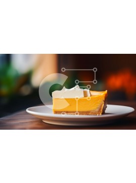 Σετ των 2 Intra Συλλεκτικό Ξύλινο Παζλ Plywood  4mm - Εύγευστη κίτρινη φέτα cheesecake σε λευκό πιάτο Σε Ξύλινο Κουτί - Διαστάσεις: 10x10 cm – 25 κομμάτια