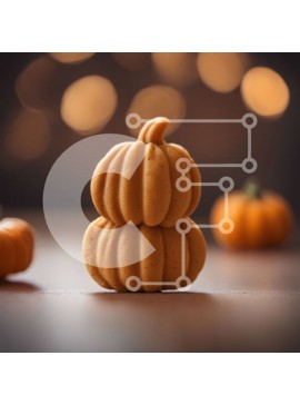 Intra Συλλεκτικό Ξύλινο Παζλ Plywood  4mm - Στοιβαγμένες κολοκύθες και μπισκότα κολοκύθας σε ένα ξύλινο τραπέζι Σε Ξύλινο Κουτί - Διαστάσεις Puzzle: 10x10 cm – 25 κομμάτια