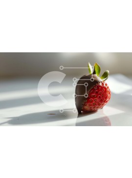 Σετ των 2 Intra Συλλεκτικό Ξύλινο Παζλ Plywood  4mm - Φράουλα καλυμμένη με σοκολάτα σε λευκή επιφάνεια Σε Ξύλινο Κουτί - Διαστάσεις: 10x10 cm – 25 κομμάτια