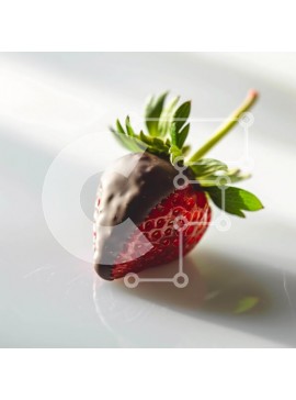 Σετ των 2 Intra Συλλεκτικό Ξύλινο Παζλ Plywood  4mm - Μονή φράουλα καλυμμένη με σοκολάτα σε λευκή επιφάνεια Σε Ξύλινο Κουτί - Διαστάσεις: 10x10 cm – 25 κομμάτια