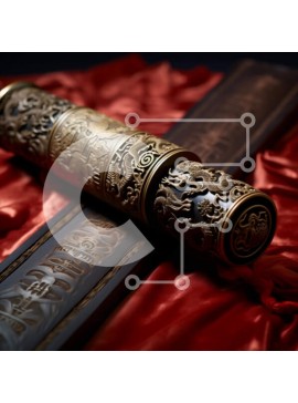 Intra Συλλεκτικό Ξύλινο Παζλ Plywood  4mm - Περίτεχνα σκαλισμένος ξύλινος κύλινδρος σε κόκκινο ύφασμα Σε Ξύλινο Κουτί - Διαστάσεις Puzzle: 10x10 cm – 25 κομμάτια