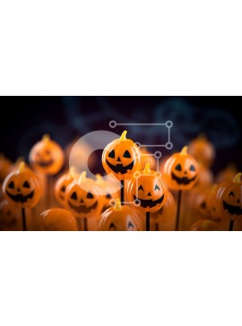 Intra Συλλεκτικό Ξύλινο Παζλ Plywood  4mm - Απόκριες κολοκύθες σε ραβδιά στο σκοτάδι Σε Ξύλινο Κουτί - Διαστάσεις Puzzle: 10x10 cm – 25 κομμάτια