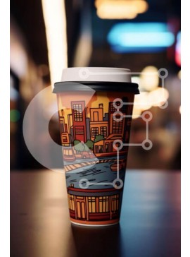 Intra Συλλεκτικό Ξύλινο Παζλ Plywood  4mm - Φλιτζάνι καφέ με εκτύπωση σκηνής πόλης Σε Ξύλινο Κουτί - Διαστάσεις Puzzle: 10x10 cm – 25 κομμάτια