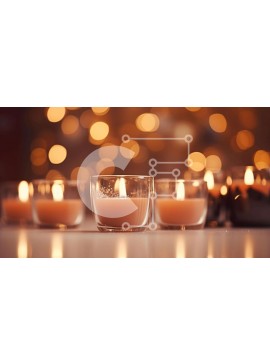 Intra Συλλεκτικό Ξύλινο Παζλ Plywood  4mm - Ομάδα αναμμένων κεριών σε γυάλινα κύπελλα σε ένα τραπέζι Σε Ξύλινο Κουτί - Διαστάσεις Puzzle: 10x10 cm – 25 κομμάτια