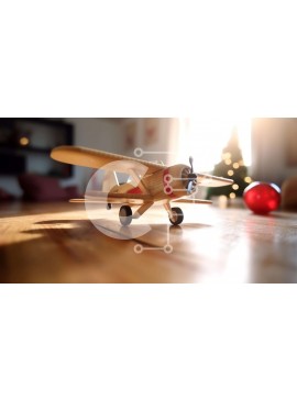 Intra Συλλεκτικό Ξύλινο Παζλ Plywood  4mm - Ξύλινο παιχνίδι αεροπλάνο στο τραπέζι με χριστουγεννιάτικο δέντρο Σε Ξύλινο Κουτί - Διαστάσεις Puzzle: 10x10 cm – 25 κομμάτια