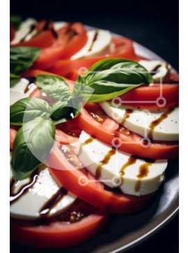 Σετ των 2 Intra Συλλεκτικό Ξύλινο Παζλ Plywood  4mm - Φρέσκια σαλάτα Caprese με ντομάτες, μοτσαρέλα και βασιλικό Σε Ξύλινο Κουτί - Διαστάσεις: 10x10 cm – 25 κομμάτια