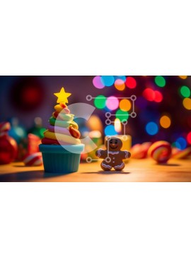 Intra Συλλεκτικό Ξύλινο Παζλ Plywood  4mm - Διακόσμηση Gingerbread Man Cupcake με καραμέλες και φωτάκια Σε Ξύλινο Κουτί - Διαστάσεις: 10x10 cm – 25 κομμάτια