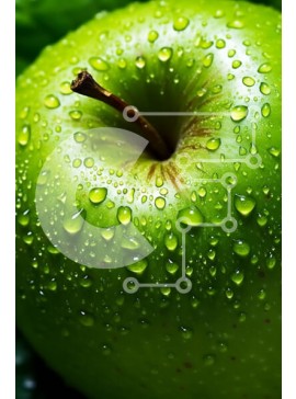 Σετ των 2 Intra Συλλεκτικό Ξύλινο Παζλ Plywood  4mm - Φρέσκο ​​και ζουμερό πράσινο μήλο με σταγονίδια νερού Σε Ξύλινο Κουτί - Διαστάσεις: 10x10 cm – 25 κομμάτια