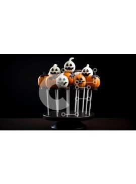 Σετ των 2 Intra Συλλεκτικό Ξύλινο Παζλ Plywood  4mm - Cake pops διακοσμημένα με κολοκύθες και φαντάσματα Σε Ξύλινο Κουτί - Διαστάσεις: 10x10 cm – 25 κομμάτια