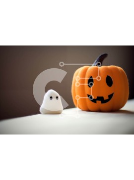 Intra Συλλεκτικό Ξύλινο Παζλ Plywood  4mm - Διακόσμηση αποκριών με κολοκύθα και φάντασμα Σε Ξύλινο Κουτί - Διαστάσεις Puzzle: 10x10 cm – 25 κομμάτια