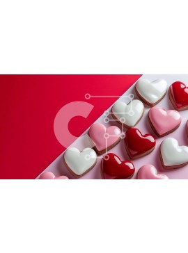 Σετ των 2 Intra Συλλεκτικό Ξύλινο Παζλ Plywood  4mm - Μπισκότα σε σχήμα καρδιάς σε πορτοκαλί και κόκκινο φόντο Σε Ξύλινο Κουτί - Διαστάσεις: 10x10 cm – 25 κομμάτια