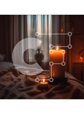 Intra Συλλεκτικό Ξύλινο Παζλ Plywood  4mm - Άνετη σκηνή με κεριά σε ένα κρεβάτι με παράθυρο στο φόντο Σε Ξύλινο Κουτί - Διαστάσεις Puzzle: 10x10 cm – 25 κομμάτια