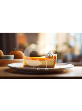 Σετ των 2 Intra Συλλεκτικό Ξύλινο Παζλ Plywood  4mm - Φέτα cheesecake σε πιάτο πορτοκαλιού με κολοκύθες Σε Ξύλινο Κουτί - Διαστάσεις: 10x10 cm – 25 κομμάτια