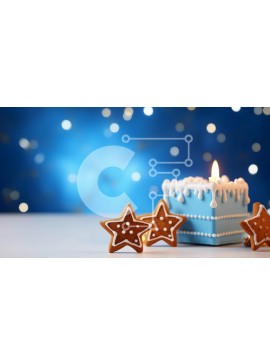 Intra Συλλεκτικό Ξύλινο Παζλ Plywood  4mm - Εορταστικός στολισμός με μπλε κερί και μπισκότα μελόψωμο Σε Ξύλινο Κουτί - Διαστάσεις Puzzle: 10x10 cm – 25 κομμάτια