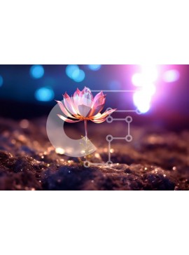 Intra Συλλεκτικό Ξύλινο Παζλ Plywood  4mm - Όμορφη εικόνα ενός ροζ λουλουδιού λωτού που ανθίζει μπροστά από έναν μπλε ουρανό Σε Ξύλινο Κουτί - Διαστάσεις: 10x10 cm – 25 κομμάτια