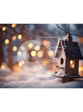 Intra Συλλεκτικό Ξύλινο Παζλ Plywood  4mm - Birdhouse στο χιονισμένο δάσος με τα πουλιά μέσα Σε Ξύλινο Κουτί - Διαστάσεις: 10x10 cm – 25 κομμάτια