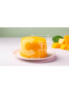 Σετ των 2 Intra Συλλεκτικό Ξύλινο Παζλ Plywood  4mm - Κρέμα μάνγκο με φρέσκες φέτες μάνγκο και πράσινα φύλλα Σε Ξύλινο Κουτί - Διαστάσεις: 10x10 cm – 25 κομμάτια