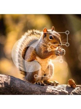 Intra Συλλεκτικό Ξύλινο Παζλ Plywood  4mm - Χαριτωμένη εικόνα ενός σκίουρου που απολαμβάνει ένα καρύδι σε ένα δέντρο Σε Ξύλινο Κουτί - Διαστάσεις: 10x10 cm – 25 κομμάτια