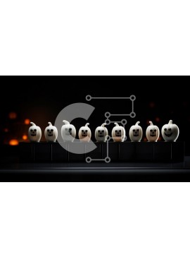 Intra Συλλεκτικό Ξύλινο Παζλ Plywood  4mm - Σειρά από μικρές λευκές κολοκύθες για το Halloween Σε Ξύλινο Κουτί - Διαστάσεις Puzzle: 10x10 cm – 25 κομμάτια