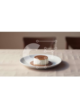 Σετ των 2 Intra Συλλεκτικό Ξύλινο Παζλ Plywood  4mm - Αγνώστου ταυτότητας επιδόρπιο σε ένα άσπρο πιάτο με σάλτσα σοκολάτας Σε Ξύλινο Κουτί - Διαστάσεις: 10x10 cm – 25 κομμάτια