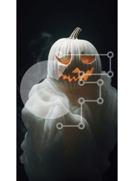 Intra Συλλεκτικό Ξύλινο Παζλ Plywood  4mm - Λευκή κολοκύθα που επιπλέει στον αέρα με τον καπνό Σε Ξύλινο Κουτί - Διαστάσεις Puzzle: 10x10 cm – 25 κομμάτια