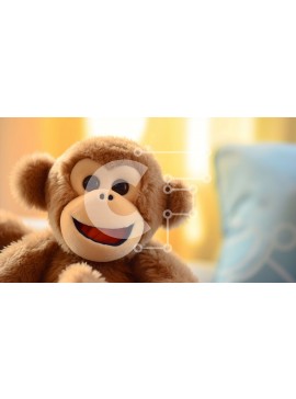Σετ των 2 Intra Συλλεκτικό Ξύλινο Παζλ Plywood  4mm - Happy Monkey γεμιστό ζώο στον καναπέ Σε Ξύλινο Κουτί - Διαστάσεις: 10x10 cm – 25 κομμάτια