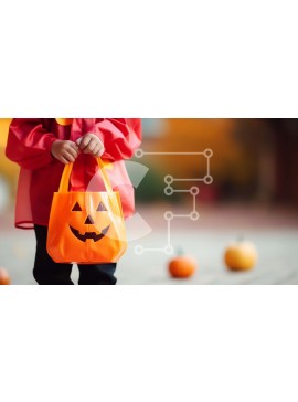 Intra Συλλεκτικό Ξύλινο Παζλ Plywood  4mm - Παιδί με τσάντα κολοκύθας αποκριών Σε Ξύλινο Κουτί - Διαστάσεις Puzzle: 10x10 cm – 25 κομμάτια