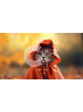 Σετ των 2 Intra Συλλεκτικό Ξύλινο Παζλ Plywood  4mm - Περίεργη γάτα στα φθινοπωρινά φύλλα Σε Ξύλινο Κουτί - Διαστάσεις: 10x10 cm – 25 κομμάτια