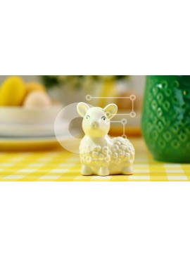 Intra Συλλεκτικό Ξύλινο Παζλ Plywood  4mm - Πασχαλινό ειδώλιο προβάτων σε καρό τραπέζι Σε Ξύλινο Κουτί - Διαστάσεις Puzzle: 10x10 cm – 25 κομμάτια