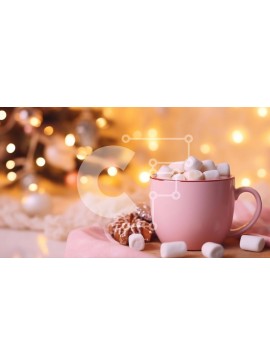 Intra Συλλεκτικό Ξύλινο Παζλ Plywood  4mm - Εορταστική ροζ κούπα με Marshmallows στο διακοσμημένο τραπέζι Σε Ξύλινο Κουτί - Διαστάσεις Puzzle: 10x10 cm – 25 κομμάτια